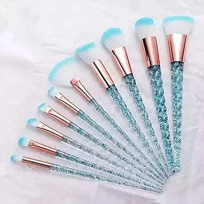 Roslet Luxury makeup brush set crystal handle,10pcs premium blue color brush set. Roslet