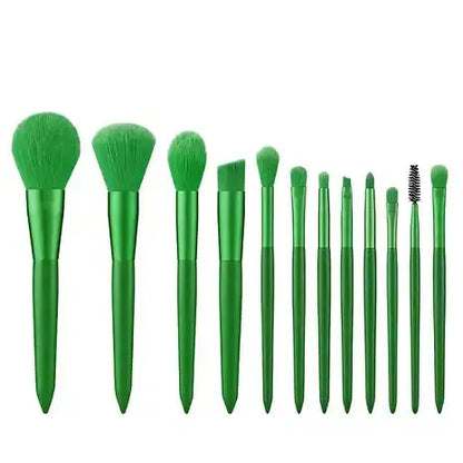 Roslet Make up Brush Set 12 Pcs Green Makeup Brushes Premium Synthetic Goat Hair Roslet