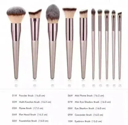 Roslet Professional Makeup Brush Set Premium Synthetic Foundation Powder Brushes 10 pcs Rolset