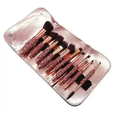 Roslet Soft Makeup Brushes Set 10pcs with Bag Newest Diamond-studded for Face Rolset