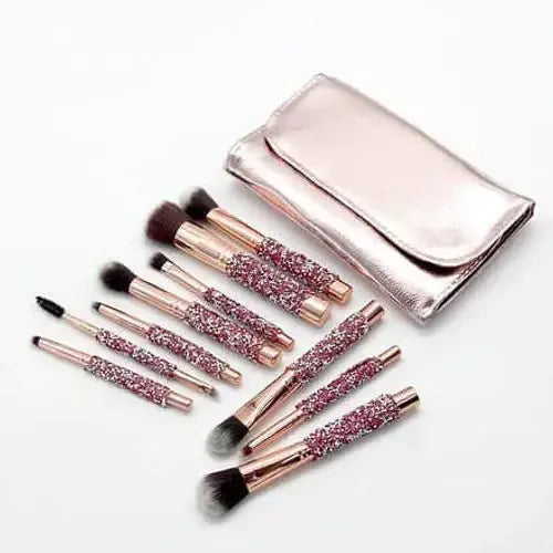 Roslet Soft Makeup Brushes Set 10pcs with Bag Newest Diamond-studded for Face Rolset