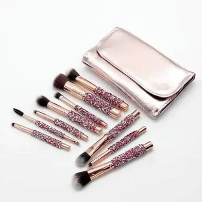 Roslet Soft Makeup Brushes Set 10pcs with Bag Newest Diamond-studded for Face Rolset