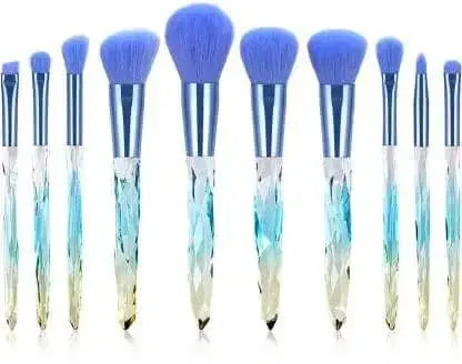 Roslet best multicolor makeup brushes crystal handle 10 pcs eye and face brush Roslet