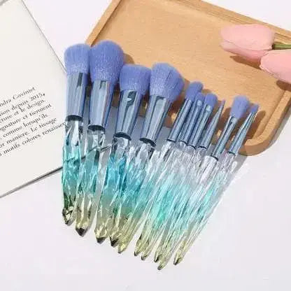 Roslet best multicolor makeup brushes crystal handle 10 pcs eye and face brush Roslet