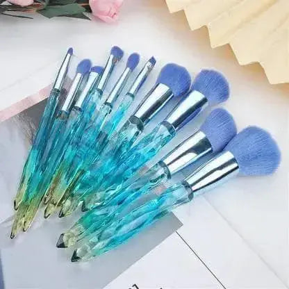 Roslet best multicolor makeup brushes crystal handle 10 pcs eye and face brush Roslet