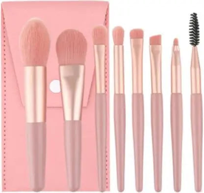 Roslet mini makeup brush set 8 PCS with Bag travel brushes set (Pack of 8) Rolset