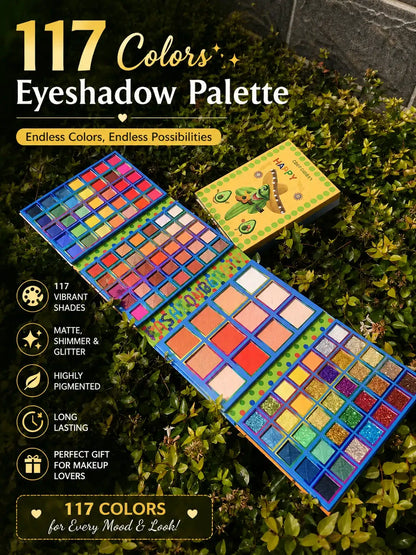Colorful eye makeup palette with vibrant eyeshadow shades