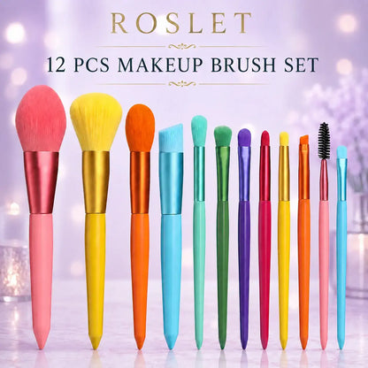 Colorful kabuki makeup brushes for contour blush and powder application