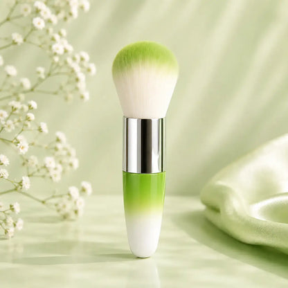 Compact face makeup brush with soft brush fibers
