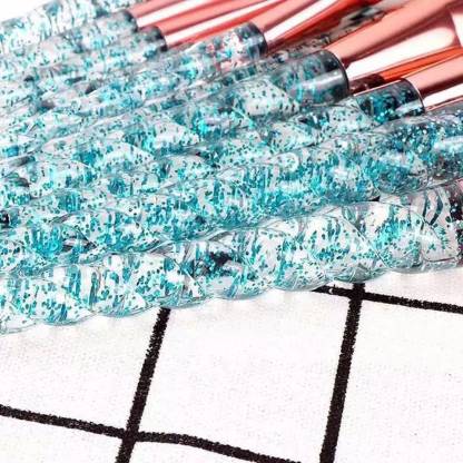 Roslet Makeup Brushes Crystal Handle,10pcs Premium Blue Color Brush set.