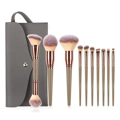 Dual sided makeup brush set for smooth face and eye makeup blending