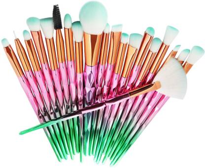 Roslet Professional Eye Brush Set, 20 Pcs Unicorn Eye brushes (Pink-Green)