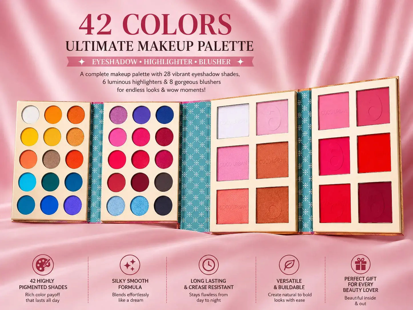 Eyeshadow palette with highlighter and blusher for complete makeup looks in India
