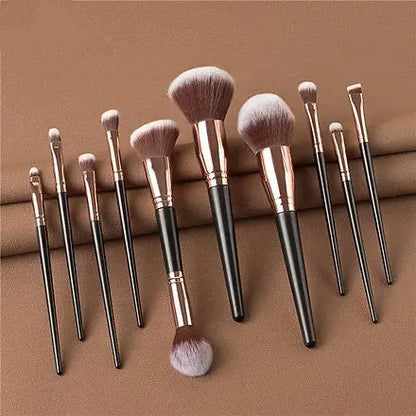Face and eye makeup brush set with soft blending bristles