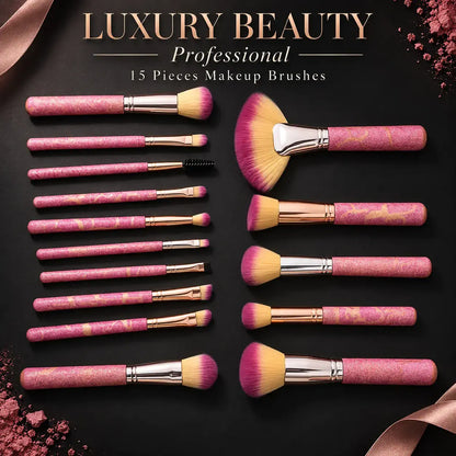 LUXURY BEAUTY premium 15-piece makeup brush set