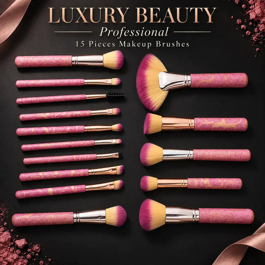 LUXURY BEAUTY premium 15-piece makeup brush set