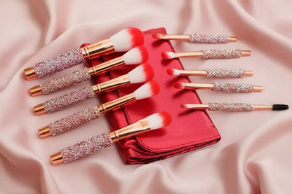Luxury crystal makeup brush set for bridal and glam beauty looks