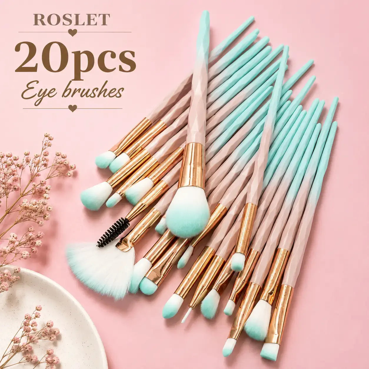 Colorful luxury eye makeup brush set with soft bristles