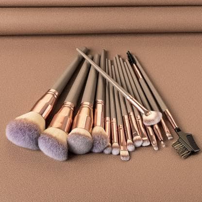 Roslet Makeup Brushes Set,15 Pieces Make-up Brush Set blending contouring highlight powder brushes (Brown)