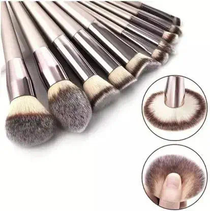 Roslet Champagne Gold Makeup Brushes Set Premium Synthetic Foundation Powder Brushes pack of 10
