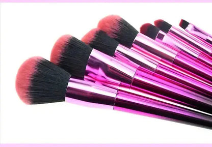 Pink blending blush and contour makeup brushes for flawless makeup