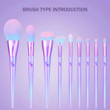 Premium eye and face makeup brushes with elegant mermaid handles