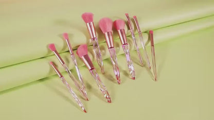 ROSLET 10-piece crystal makeup brush set with soft synthetic bristles for smooth makeup application