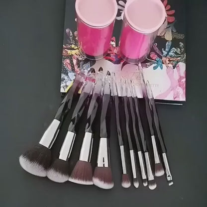 ROSLET crystal transparent handle makeup brush set with soft bristles for smooth blending and flawless makeup application