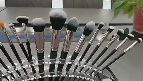 ROSLET 16-piece premium black makeup brush set with soft synthetic bristles for smooth blending and flawless makeup application