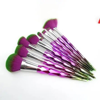 Professional purple makeup brush set with premium soft bristles for flawless makeup finish