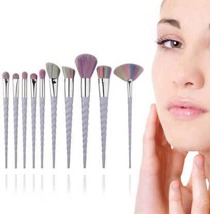 Roslet Makeup Brushes 10 Piece Multi Color Premium Makeup Brush Set