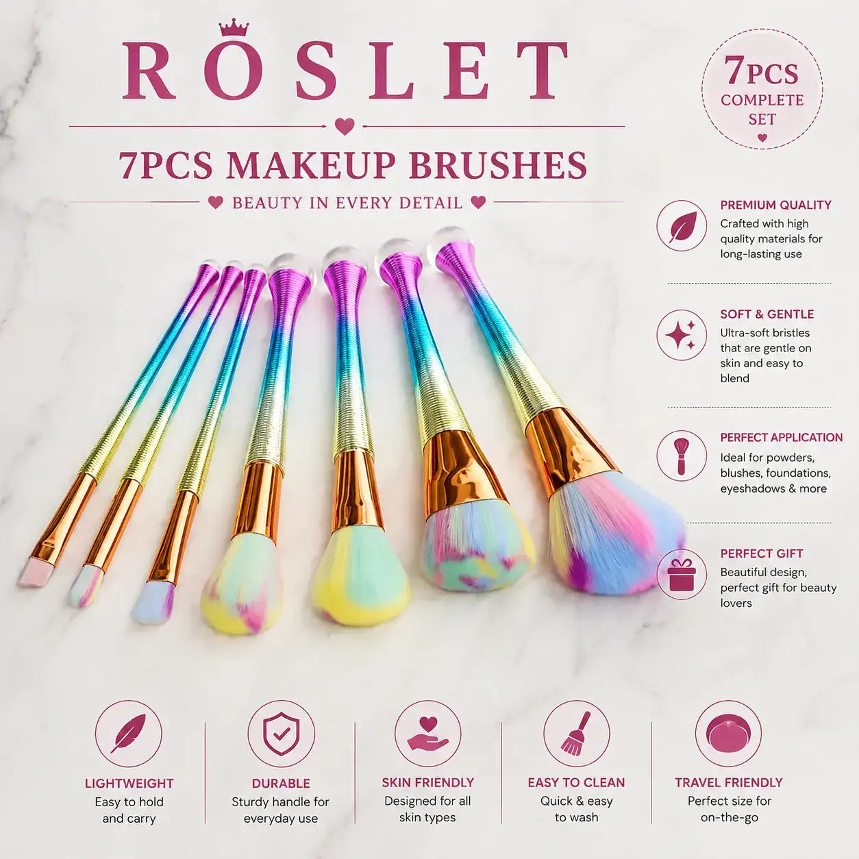 Rainbow multicolor makeup brushes for smooth daily makeup looks in India