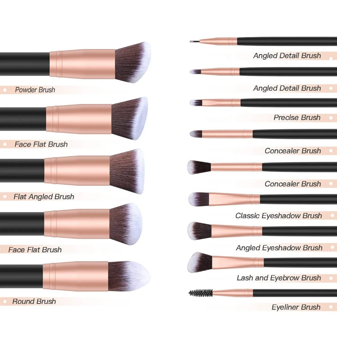 ROSLET Luxury Natural Professional Makeup Brush SET - 14Pcs