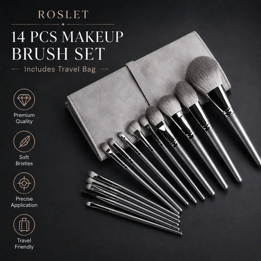 ROSLET 14 pcs professional makeup brushes with travel bag