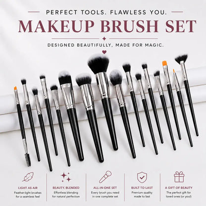ROSLET 16-piece blending brush set with soft synthetic bristles
