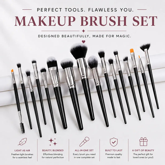 ROSLET 16-piece blending brush set with soft synthetic bristles