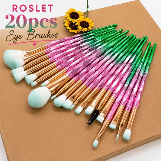 ROSLET 20 pcs colorful eye makeup brush set for smooth blending