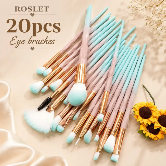 ROSLET 20 piece colorful eye makeup brush set for smooth blending