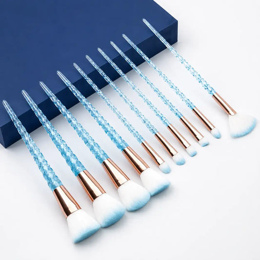 ROSLET blue crystal handle makeup brush collection

