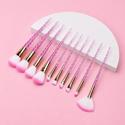 ROSLET crystal transparent pink makeup brush set
