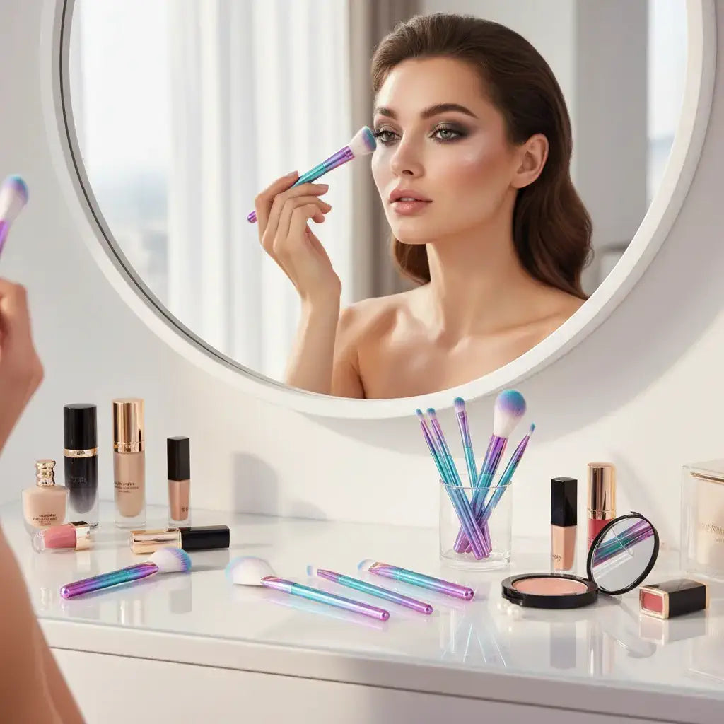 Face and highlight makeup brush set for flawless makeup blending