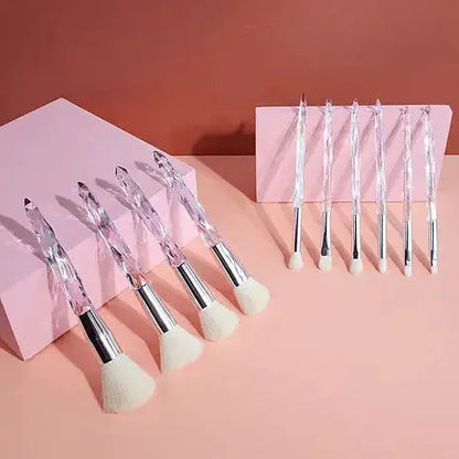 White crystal handle makeup brushes for daily beauty application