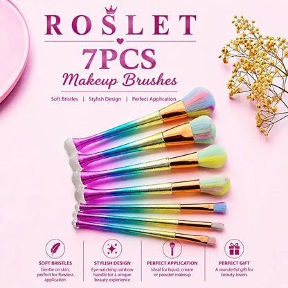 ROSLET multicolor makeup brushes for foundation blending and eyeshadow application