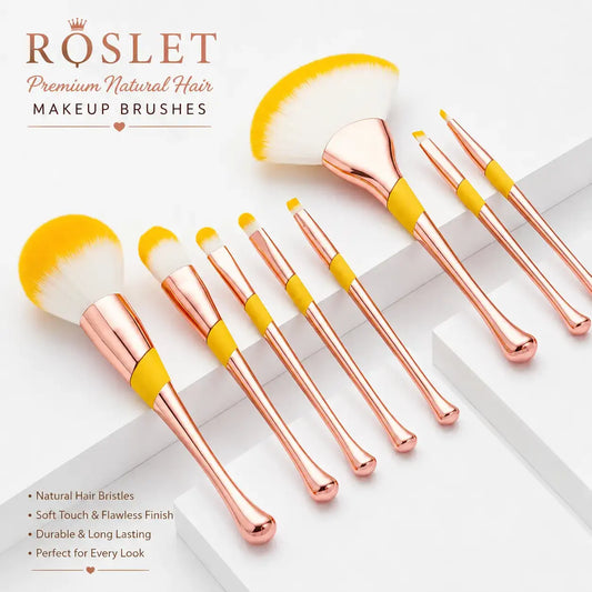ROSLET natural hair 8-piece professional makeup brush set