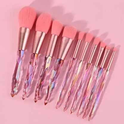 ROSLET pink crystal makeup brush set with soft blending brushes