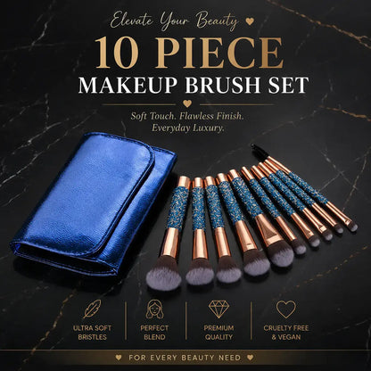 ROSLET premium 10 pcs makeup brush set with travel bag