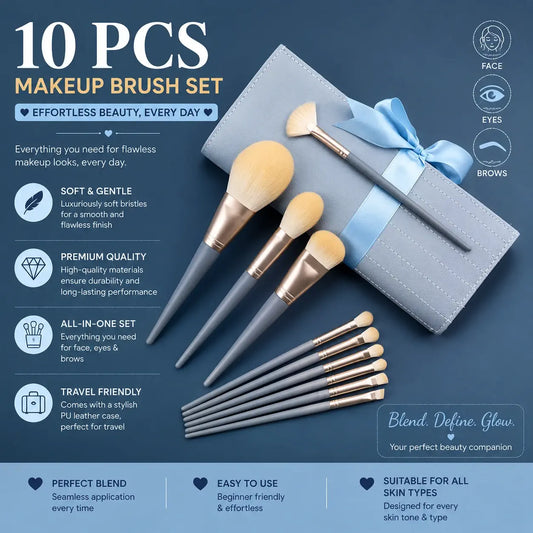 ROSLET premium 10-piece makeup brushes for flawless beauty looks