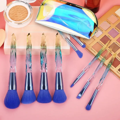 Crystal handle makeup brushes for smooth blending