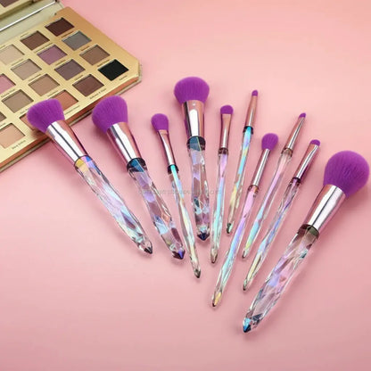 Luxury crystal handle makeup brushes for daily beauty application