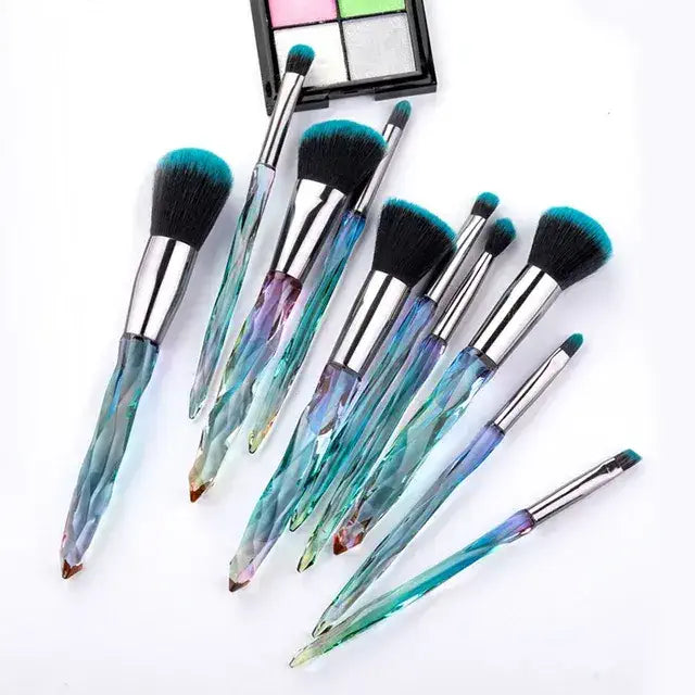 Premium crystal handle makeup brushes set with soft bristles and travel makeup bag by ROSLET